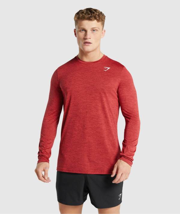 Panske Mikiny Gymshark Arrival Marl Long Sleeve Červené | GA0268147